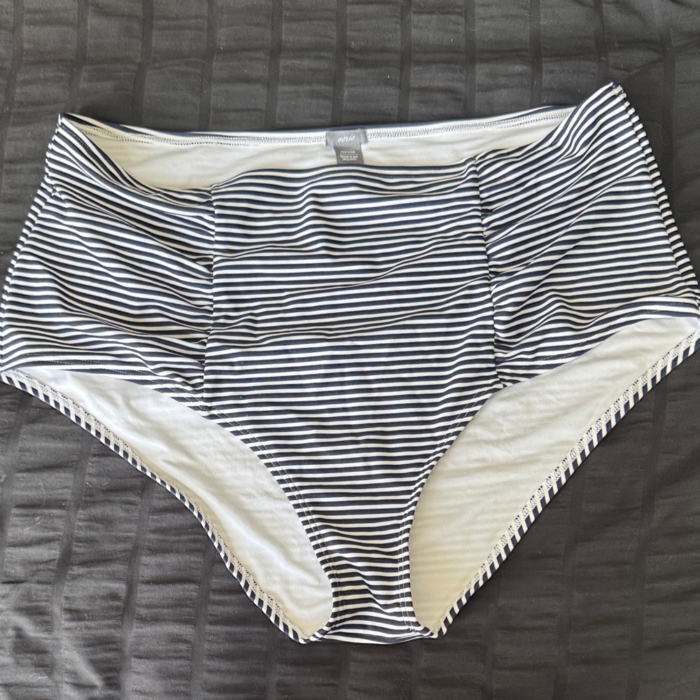 Aerie Black and White Striped Bikini Bottom
